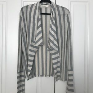 C.Z. Falconer Open Front Stripe Waterfall Cardigan